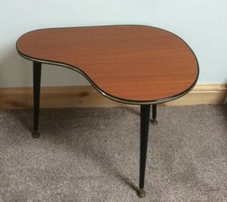 Vintage Retro Mid 20th Century Kidney Shaped Side Table With Dansette Legs VGC 7
