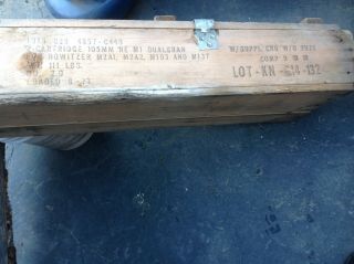 Old Vintage Scarce Wooden Crate Box Howitzer Army Cannon Ammunition Case Strong 5