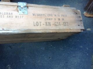 Old Vintage Scarce Wooden Crate Box Howitzer Army Cannon Ammunition Case Strong 6