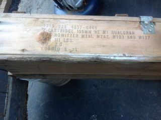 Old Vintage Scarce Wooden Crate Box Howitzer Army Cannon Ammunition Case Strong 7