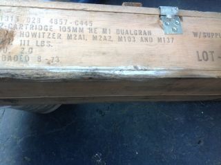 Old Vintage Scarce Wooden Crate Box Howitzer Army Cannon Ammunition Case Strong 8