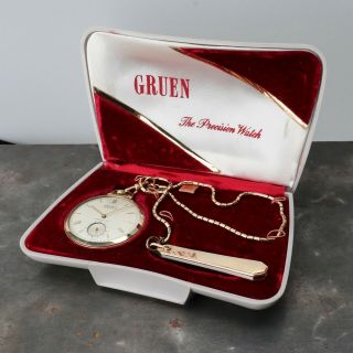 Vintage Gruen Veri - Thin Precision Pocket Watch W/ Knife & Box Wow