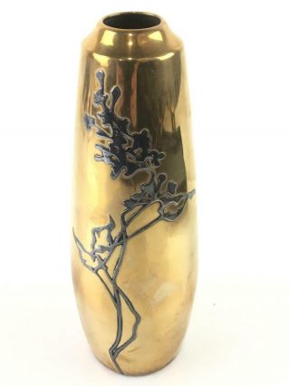 Heintz Bronze Silver Overlay Art Nouveau 8 " Vase Pattern 3674