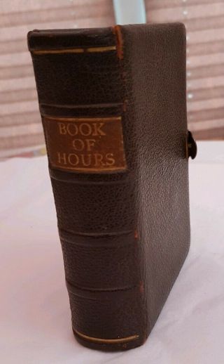 Antique Leather Bound Book Safe Hidden Hollow Compartmnt Book Of Hours