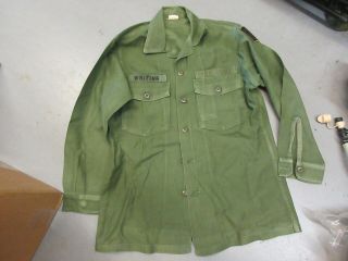 Us Army Vietnam Era Og 107 Cotton Sateen Fatigue Shirt 1967 Contract