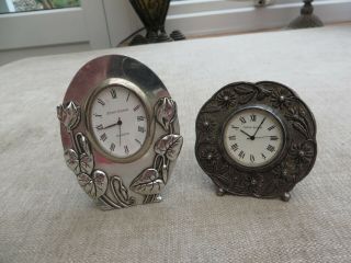 2 Silver Scenes Silver Plated Art Nouveau Style Clocks Sp Pretty Miniature