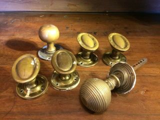 Vintage Brass Door Knobs Handles Oval Round