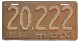 Massachusetts 1926 License Plate Pair,  20 222,  Antique,  Garage Sign 3