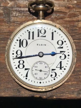 Antique Elgin " Veritas " 23j 14k Gold Filled Railroad Pocket Watch