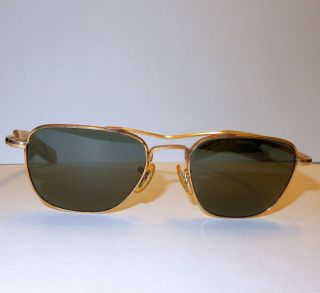 1970 American Optical 12k Gf Gold Vintage Aviator Sunglasses Pilot 5 1/2