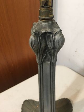 Antique Gas Lamp Base Art Nouveau Tulip Miller Handel Era Brass Bottom 2