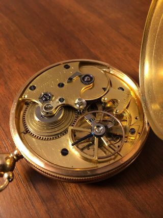 VERY RARE Ca.  1800 - 18 K GOLD WATCH WITH - FUSEE - AND - LEPINE TYPE MOVEMENT 4
