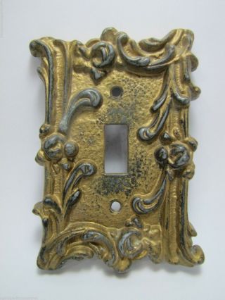 Old Light Switch Cover Cast Metal Ornate Scrollwork High Relief Art Nouveau Styl