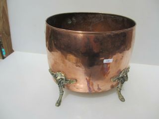 Victorian Copper Trough Tub Planter Plant Pot Antique Old Brass Rams Head Feet