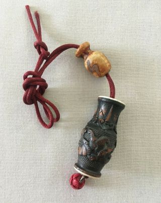 Netsuke Inro Ojime Bead Beads Sagemono Carved Boxwood Dzi Agate