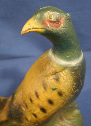 Vtg Antique Hubley Doorstop 458 Cast Iron Pheasant Bird Fred Everett Orig Paint 2