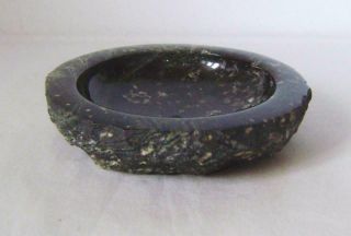 Good Vintage Cornish Serpentine Turned Stone Bowl 11.  5 Cm Wide