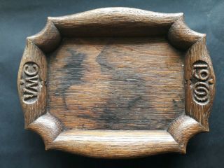 Early 20th C.  Arts & Crafts Carved Oak Desk Stand - Dated 1900