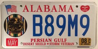 Persian Gulf War Veteran License Plate Kuwait Iraq War Desert Storm Shield