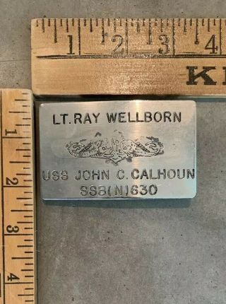Id’d Usn Submarine Belt Buckle Uss John C Calhoun Ssbn 630 Navy 60s Vietnam War