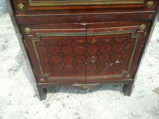 RARE ANTIQUE 1850s? ORNATE INLAID WOOD SECRETARY DESK CABINET PICK UP ONLY 3