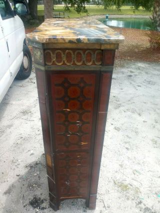 RARE ANTIQUE 1850s? ORNATE INLAID WOOD SECRETARY DESK CABINET PICK UP ONLY 5