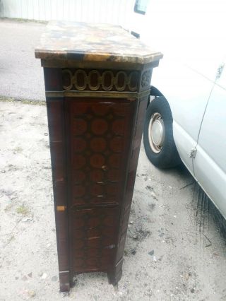 RARE ANTIQUE 1850s? ORNATE INLAID WOOD SECRETARY DESK CABINET PICK UP ONLY 6