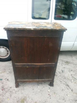 RARE ANTIQUE 1850s? ORNATE INLAID WOOD SECRETARY DESK CABINET PICK UP ONLY 7