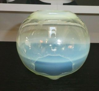 Rare Tiny Round Globe Vaseline Glass Shade.  19th Century In Period