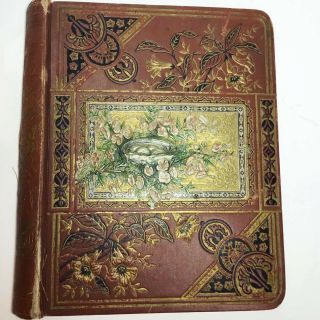 Vintage Antique Victorian Floral Hardcover Scrapbook Album From 1876