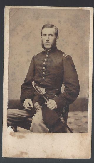Civil War Cdv Of Union Lt George F Perkins Of Beverly Ma,  1st Mass Heavy Arty