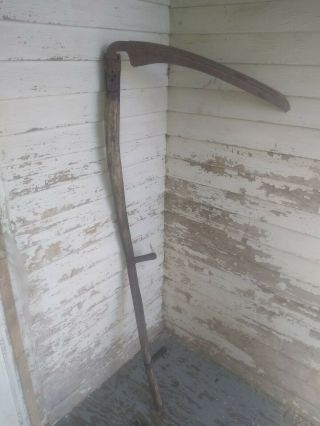 Vintage Antique 63 " Long Scythe Hay Grain Sickle Farm Tool Blade Is 29 " Long