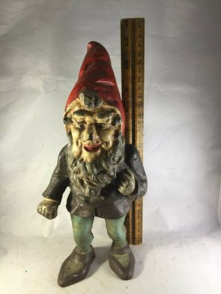 Antique Hubley Cast Iron Gnome Doorstop 11 "