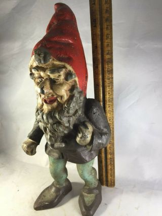 Antique Hubley Cast Iron Gnome Doorstop 11 