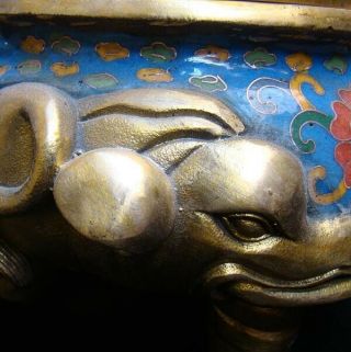 Handmade Carving Statue Elephant Brass Cloisonne Enamel Incense Burner 4