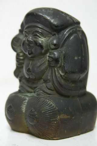 VERY OLD CHINESE FIGURAL METAL MONEY BOX WITH CHARACTER MARKS - VERY RARE L@@K 2