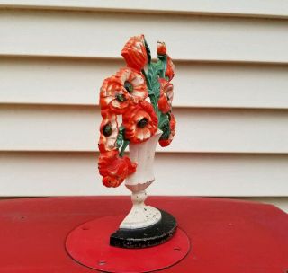 Paint Hubley Poppies in Clay Pot 440 Flower Cast Iron Doorstop Bookend 6