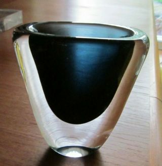 Orrefors Art Glass Vase Nils Landberg Sweden Signed 3953/3 Mid Century Modern