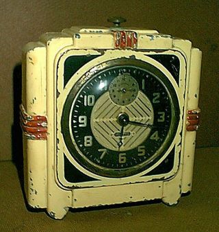 Rare 1930s Vintage Steampunk Art Deco Gilbert Alarm Clock