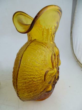 Vintage Mid Century Art Glass Rough Pontil Blenko Amber Table Vase 8 