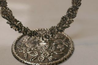 Rare Antique S.  Kirk & Son Sterling Pocket Watch Holder In Repousse Pattern 3