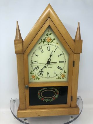 Vintage Wood Seth Thomas Cathedral Mantle Shelf Clock -