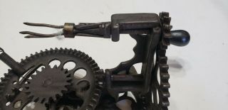 Antique Sinclair Scott Apple Peeler - Steampunk Gears - Ornate Cast Iron - Broke 3