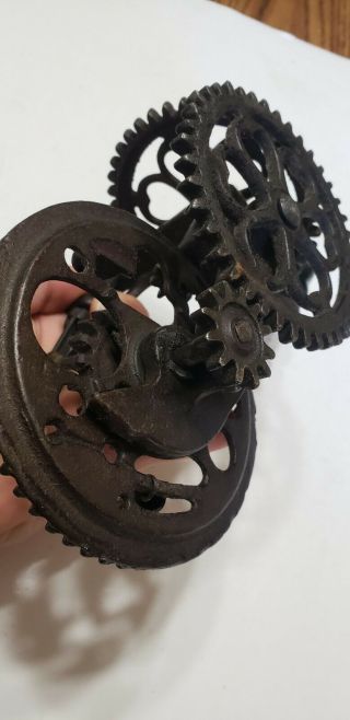 Antique Sinclair Scott Apple Peeler - Steampunk Gears - Ornate Cast Iron - Broke 8