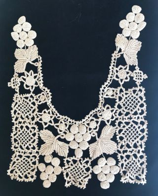 Vintage Victorian Antique Grape Leaf Latticework Crochet Lace Collar Trim