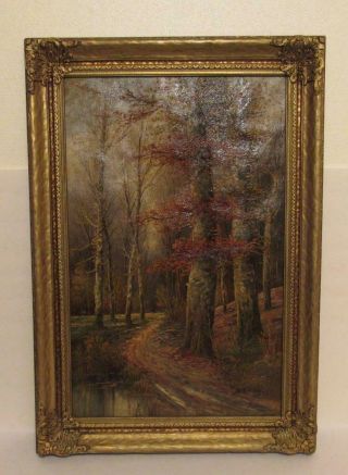 Antique Oil Painting O/c Landscape Karl Kaufmann / Signed B.  Lambert 1843 - 1905