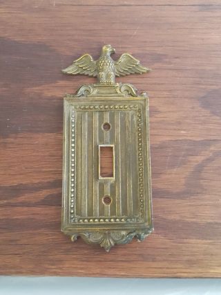 Old Eagle Topped Light Switch Cover Ornate Cast Metal Brass Wash Old Hardware