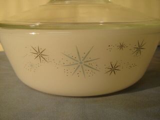 Vintage Glasbake Mid Century Modern Atomic Stars Casserole Dish W/lid 2 Quarts