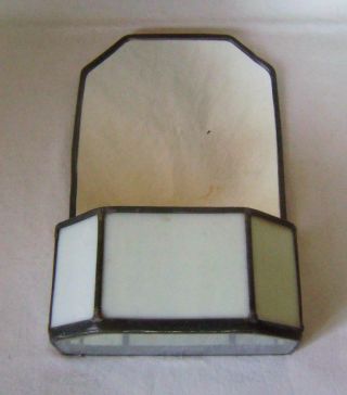Leaded Stained Glass Planter / Wall Pocket With Mirror Back