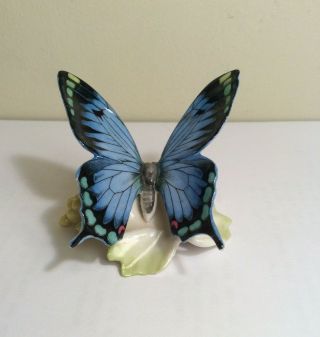 Vintage Hutschenreuther Germany Blue Wings Porcelain Butterfly Figurine 3 "